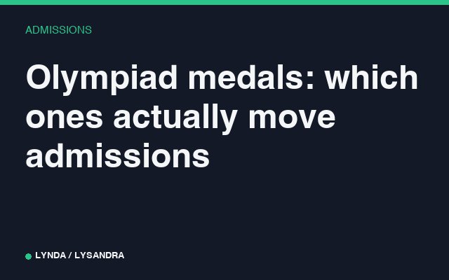 Olympiad medals: which ones actually move admissions