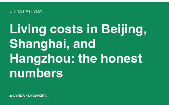 Living costs in Beijing, Shanghai, and Hangzhou: the honest numbers
